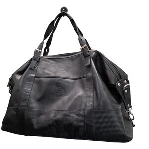 Bugatchi weekender Black Leather Duffel Bag